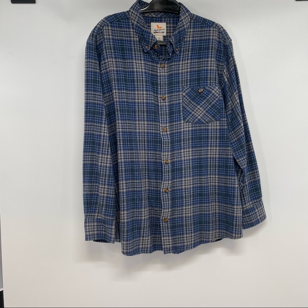 Field Stream Men's XL Flannel Plaid Cotton Button Up Shirt Long Sleeve Check